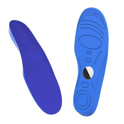 Shoe insoles AirTag tracking insert showing size options and cushion layers