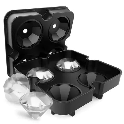 Silicone ice ball mold tray being filled with water for freezing round ice balls
