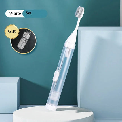 Portable 3 in 1 toothbrush color options and product detail side view