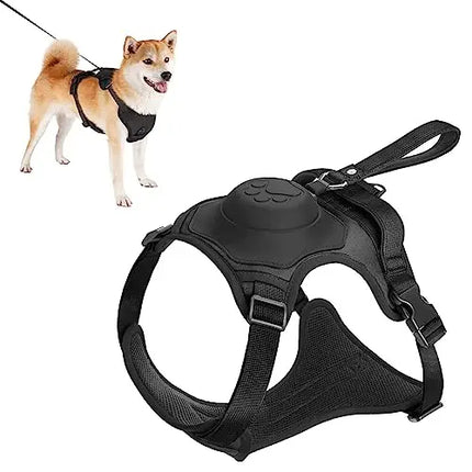 Dog harness and retractable leash kit side view on dog