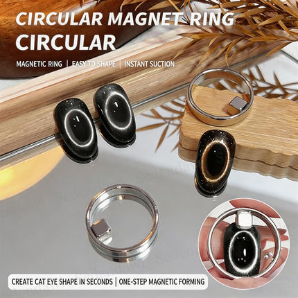 2026 Ring Shaped Cat Eye Nail Magnets, 3-in-1 Circular Gel Art Tool, 2 Pcs