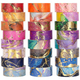 Gold Metallic Foil Marbling Washi Tape Set, 24 Rolls