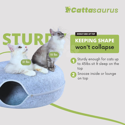 Jumbo Light Gray 3-in-1 Peekaboo Cat Cave Donut Bed