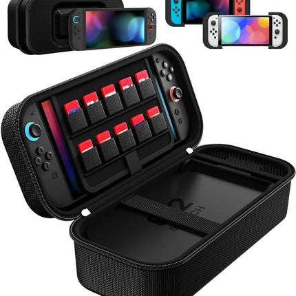 Large Capacity Black Travel Case for Switch 2/Switch/OLED
