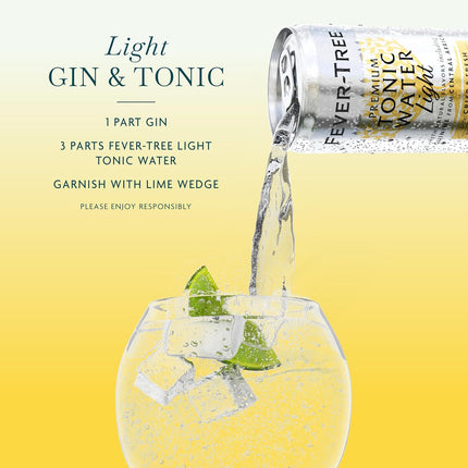 Light Premium Tonic Water - Low-Calorie Mixer, 24 x 5.1 oz Cans