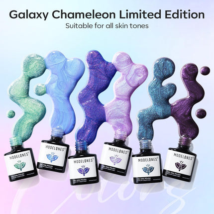 Chameleon Aurora Shimmer Glitter Gel Nail Polish Set, 6 Colors