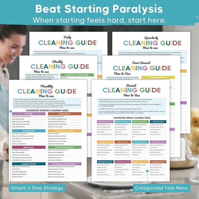 ADHD Cleaning Planner - Undated Blue House Cleaning Schedule & Chore Tracker Checklist
