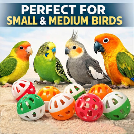 15-Pack Colorful Bird Jingle Ball Toys, 1.5 in