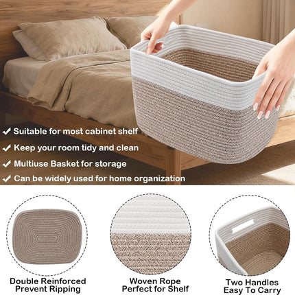 HomeChef ChefDelHogar 3 Pack Woven Rope Storage Baskets for Shelves,13.5"×11"×9.5" — Kitchen & Home