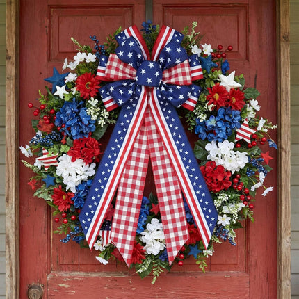 Large Patriotic Wreath Bow for Front Door Decor