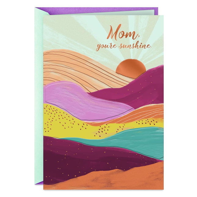 Mother's Day Card for Mom - You're Sunshine Colorful Abstract Landscape