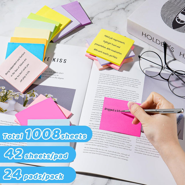 (24 Pads) Sticky Notes 3x3 — 12 Bright Colors Mixed Pack - image 2