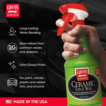 Ceramic 3-in-1 Wax SiO2 Spray for Cars, Trucks, RVs, Boats, 22 oz