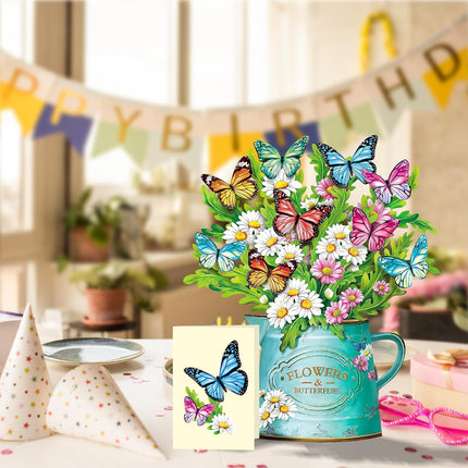 Paper Pop-Up Flower Greeting Card with Note Card and Envelope