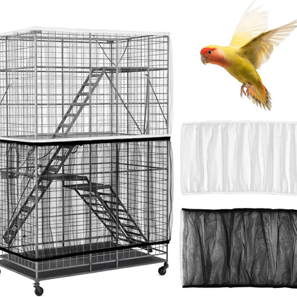 2-Piece Adjustable Bird Cage Seed Catcher Mesh Cover