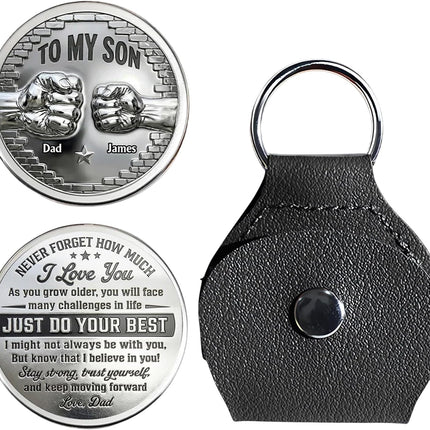 SourceToHome FuenteACasa To My Son Coin Pocket Hug, Custom A Hug From Dad Coin — Home & Lifestyle