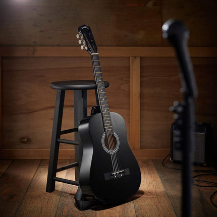38-Inch Beginner Acoustic Guitar Starter Kit - Black