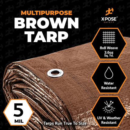 Multipurpose Protective Cover Brown Poly Tarp 6' x 8'