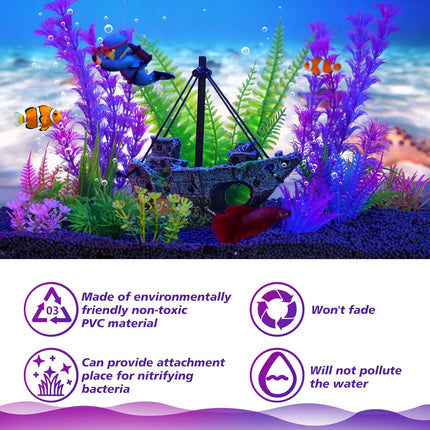 Fish Tank Decor Set with Shipwreck Decoration