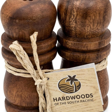 Hawaiian Acacia Wood Salt & Pepper Shaker Set, 4-Inch Natural Wood