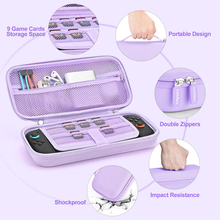 Purple 2025 Console Carrying Case with 9 Game Card Slots