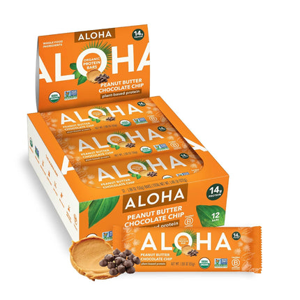 Organic Plant Based Protein Bars, Peanut Butter Chocolate Chip, Pack of 12