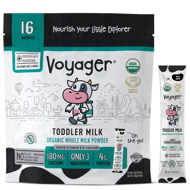 Toddler Milk On The Go, USDA Organic Shelf-Stable Whole Milk Powder, 16 Sachets
