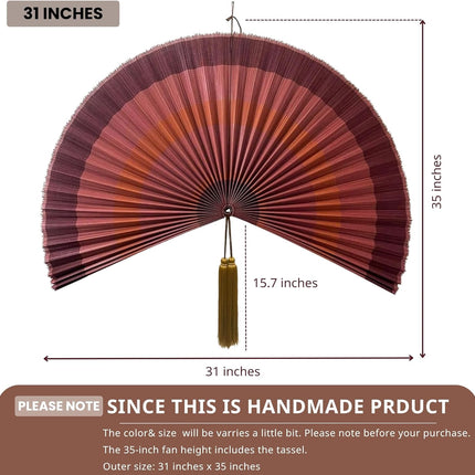 Large Green Bamboo-Style Folding Fan Wall Decor