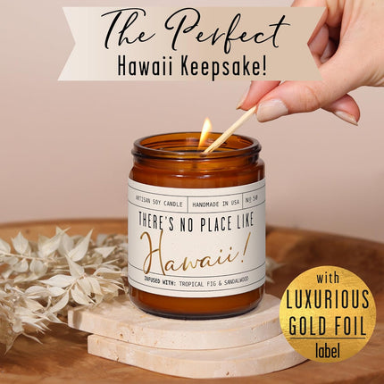 Hawaii Gifts, Hawaii Decor for Home Candle - Tropical Fig & Native Sandalwood, 9 oz Jar