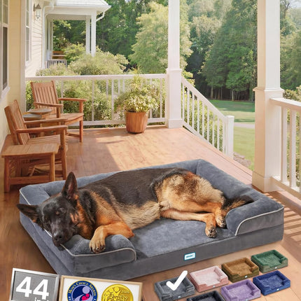 Orthopedic Memory Foam Pet Sofa Bed, 44-Inch Gray