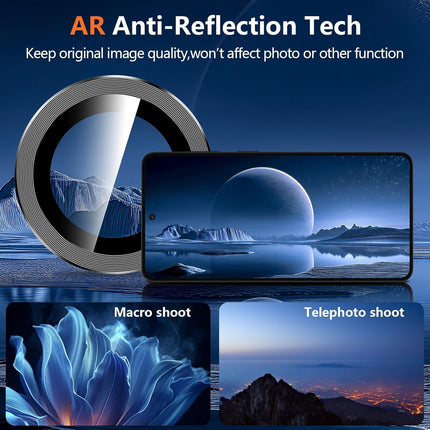 S26 Camera Lens Protector Set - Black Metal Ring Tempered Glass
