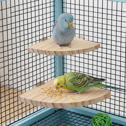 SourcetoHome 2 Pack Bird Platform Wood Flat Perches for Bird Cages Fan Shape Birds Cage Platform with Stainless Steel Washers for Birds Cages Corner Shelf Parrots Hamster Gerbil(5.1inch, 6.7inch) - General - detail view 3