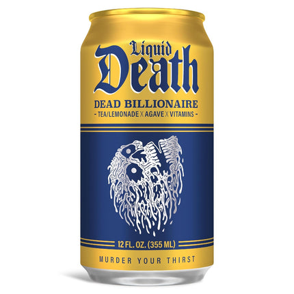 Dead Billionaire Black Tea Lemonade Iced Tea, Less Sugar, 12 fl oz, Pack of 12