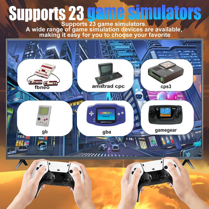2026 New Wireless Retro Game Console, 23 Simulators, 40,000+ Games, 4K HD HDMI Plug & Play TV Gaming System with 2.4G Wireless Controllers, 128G