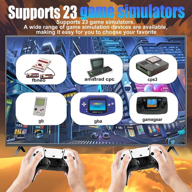 2026 New Wireless Retro Game Console, 23 Simulators, 40,000+ Games, 4K HD HDMI Plug & Play TV Gaming System with 2.4G Wireless Controllers, 128G