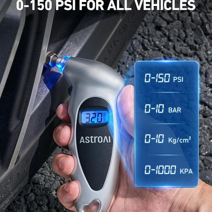 Digital Tire Pressure Gauge 0-150 PSI with Backlit LCD