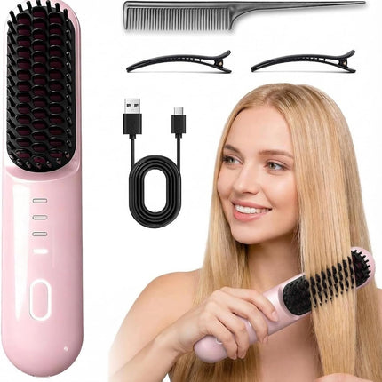 GlowEssence EsenciaLuz Go Brush - Pro for Short Hair - 2026 Upgraded Cordless Straightening Brush — Beauty & Self-Care