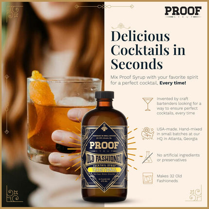 Old Fashioned Cocktail Mix with Real Bitters & Cane Sugar - 16 oz Bottle