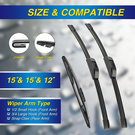 Isolate 2-in-1 Water Repellent Windshield Wiper Blades - 3 Pieces