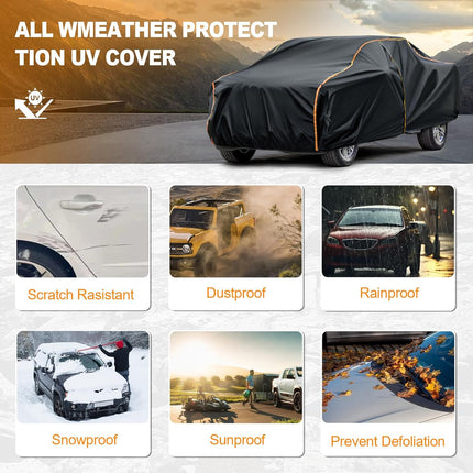 Waterproof All-Weather Full Car Cover with Zipper Door