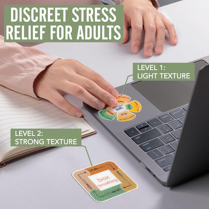 90 Pcs Calm Stickers for Anxiety, 2 Textured Fidget Strips, Mindfulness Box Breathing Stickers
