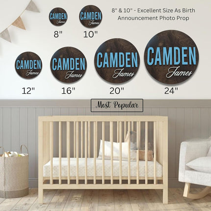Custom Round Nursery Name Sign - Personalized 3D Wooden Wall Plaque, Design 11