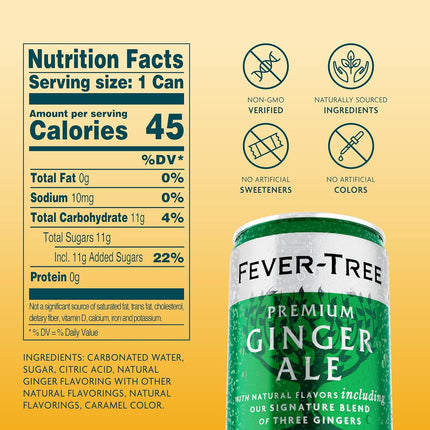 Premium Ginger Ale Mixer – 5.1 fl oz Cans, Pack of 8
