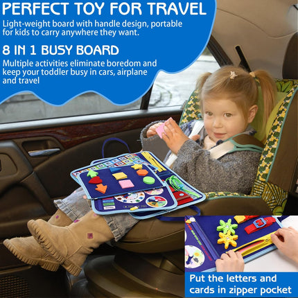 Blue Dinosaur Toddler Busy Board Sensory Book