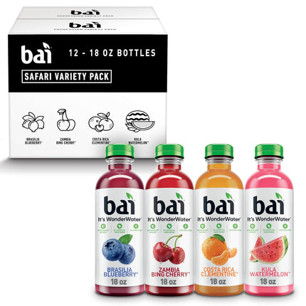 Flavors Variety Pack Antioxidant Infused Water Beverage, 18 fl oz Bottles, 12 Pack