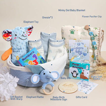 LittleNest NidoPequeño Baby Boy Gifts Basket,Newborn Baby Gifts for Boys with Blanket Onesies — Baby & Toddler