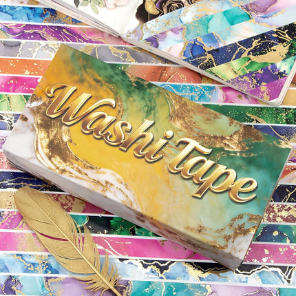 Gold Metallic Foil Marbling Washi Tape Set, 24 Rolls