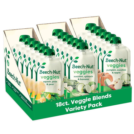 Baby Food Pouches Variety Pack, Veggie Purees, 3.5 oz, 18 Pack
