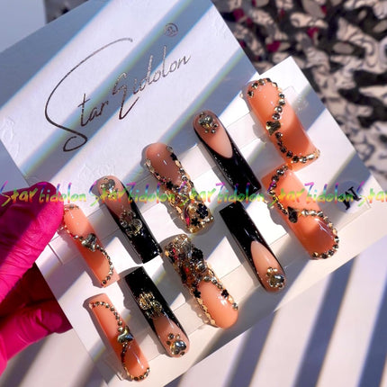 SourceToHome FuenteACasa PAINTED White Press Ons Neon Small Press on Nails Long French Press on — Home & Lifestyle