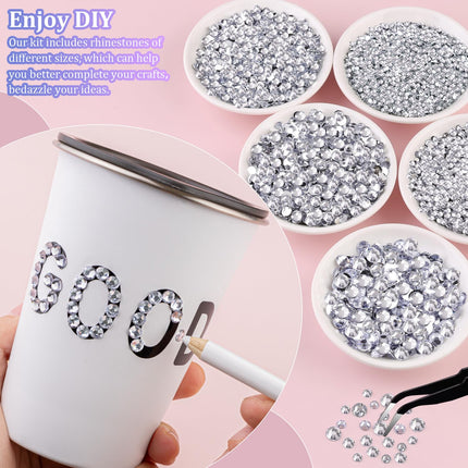 32000-Piece Silver Clear Flatback Resin Rhinestones Kit